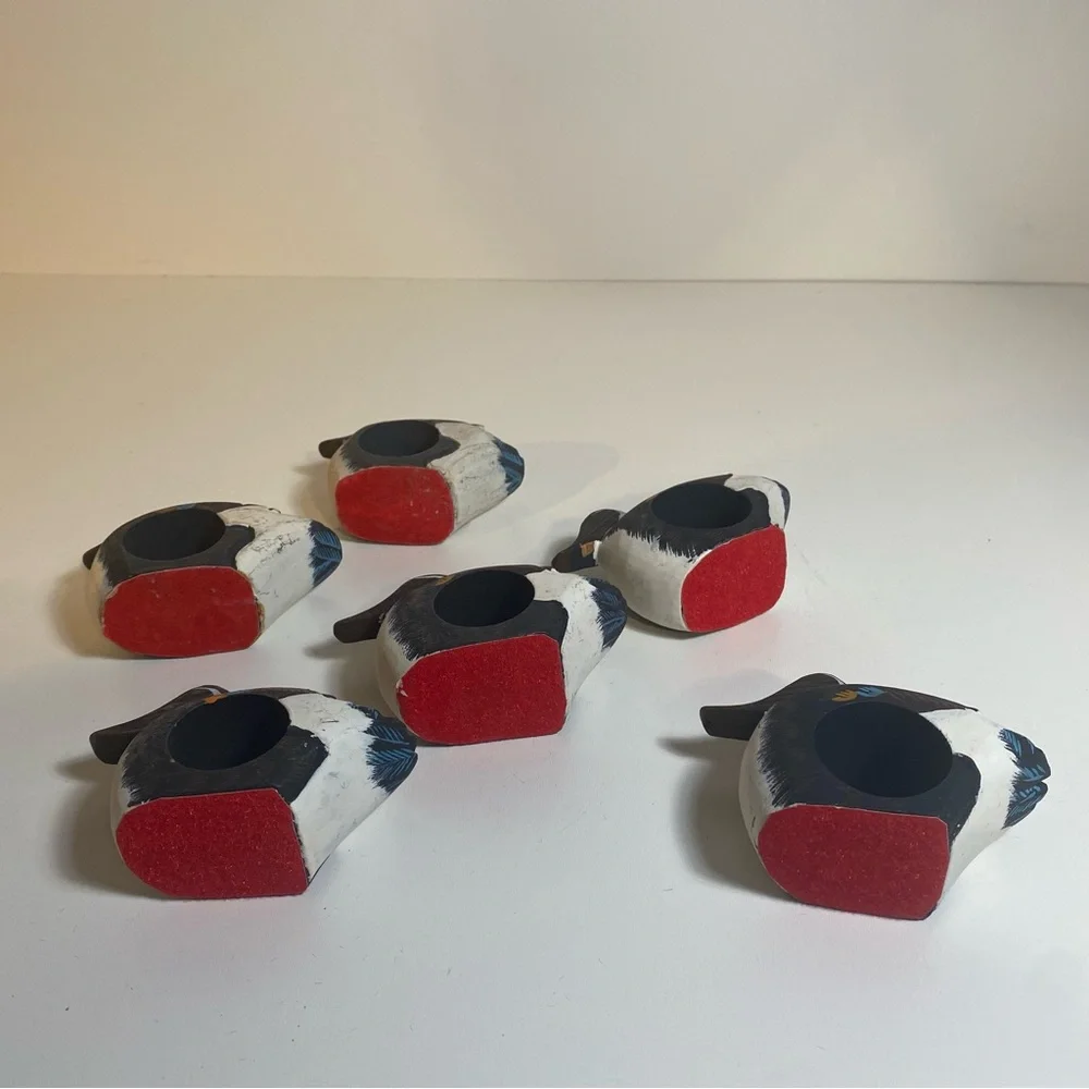 Set of 6 Wooden Painted Duck Decoy Napkin Holders